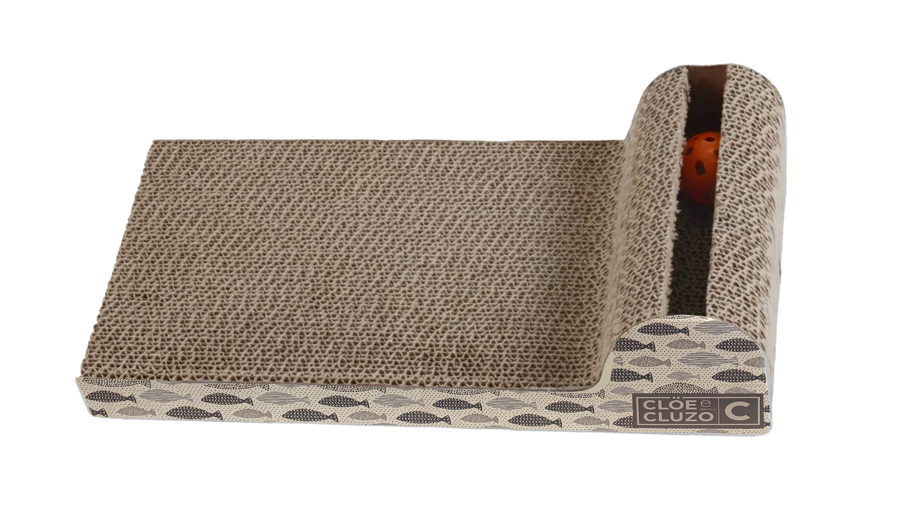 Inclined-Shaped Cat Scratcher with Toy and Catnip