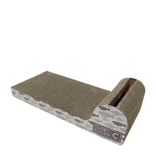 Inclined-Shaped Cat Scratcher with Toy & Catnip, Fish