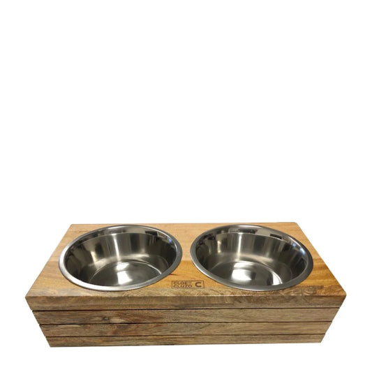 Stainless Steel and Mango Wood Dual Feeder