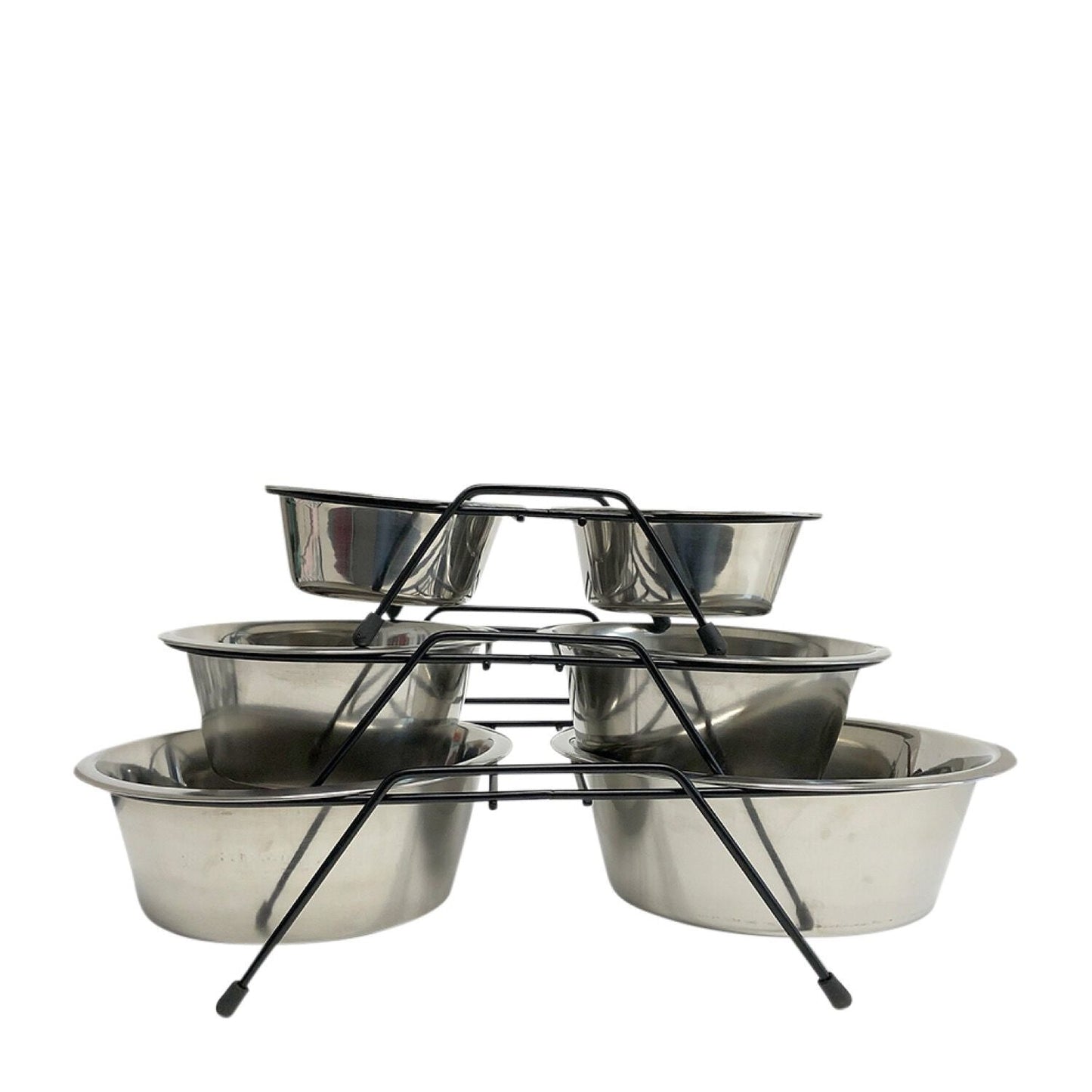 Double Stainless Steel Bowls with Rack