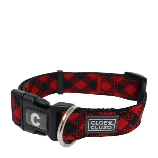 Red Plaid Printed Dog Collar