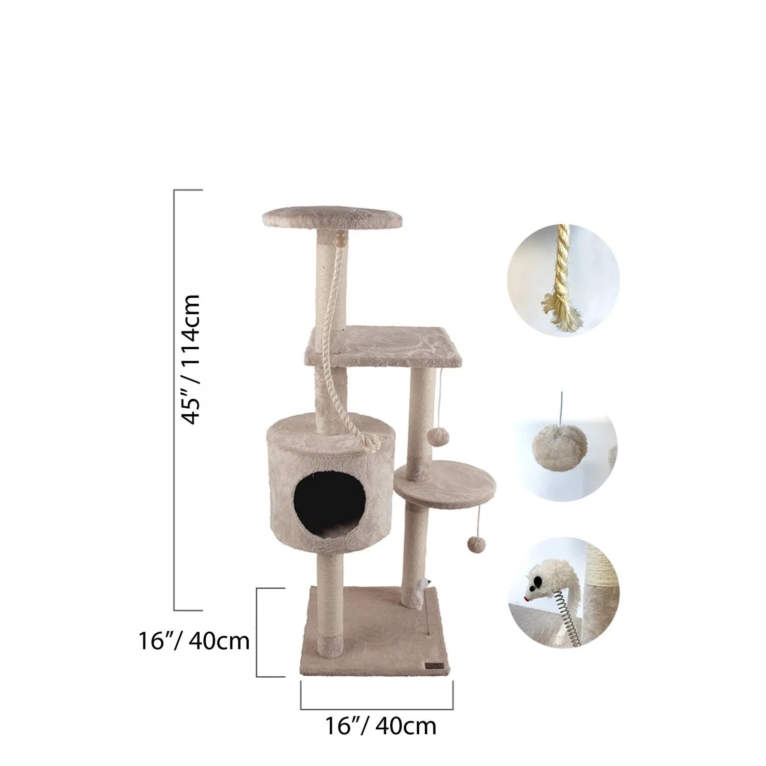 Norway Three Tiered Cat Tree with House and Toys
